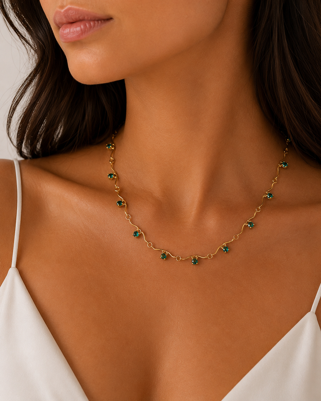 COLLANA SHINY WAVE GOLD BLUE